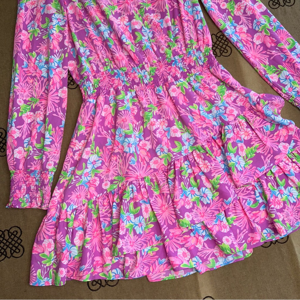 Lilly Pulitzer Cristiana Stretch Dress Moms The Word Amethyst Size 12 - Picture 3 of 16